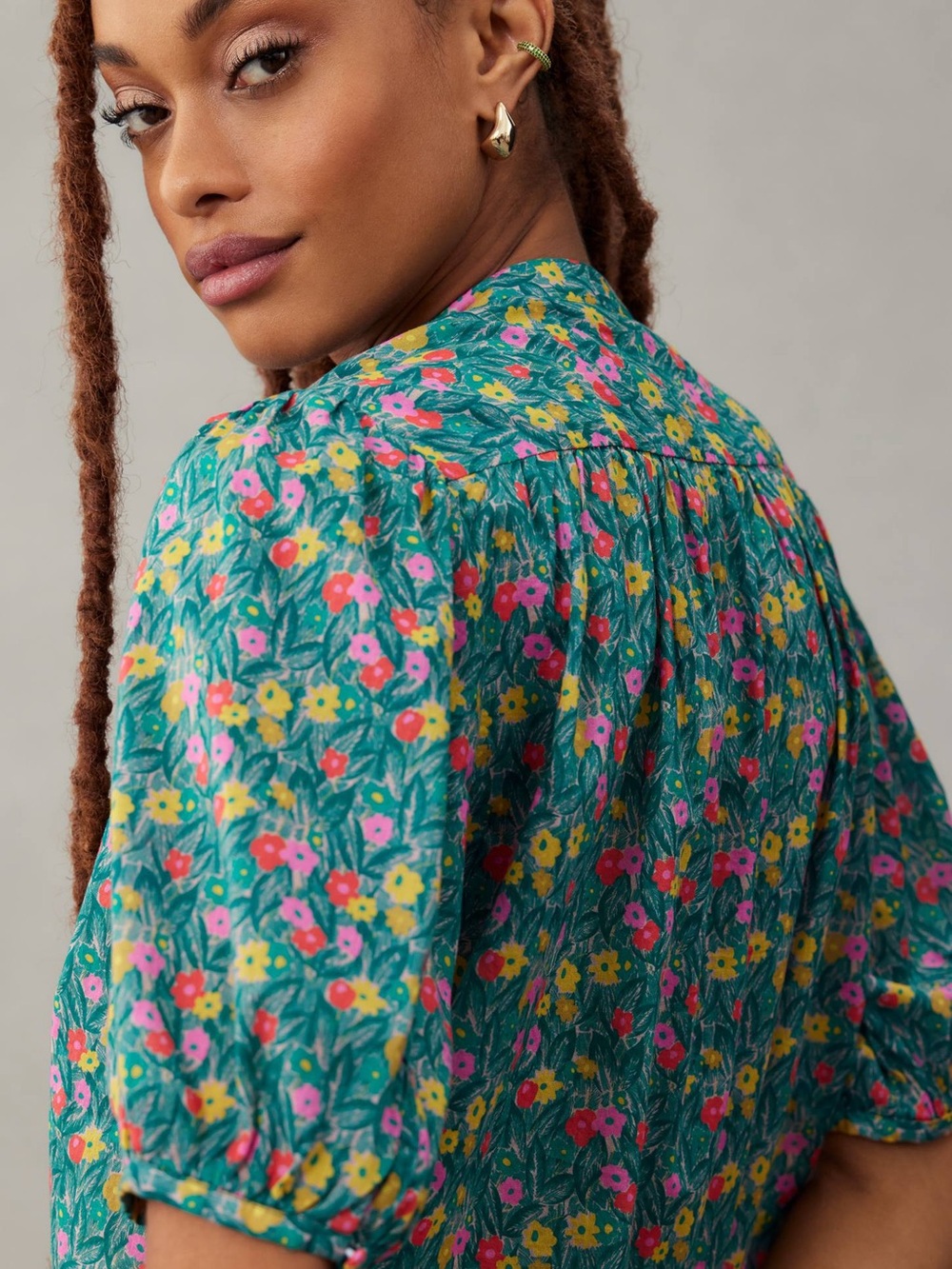 NWT Trovata Birds of Paradis Aline Blouse Floral Cotton Medium - Picture 5 of 5